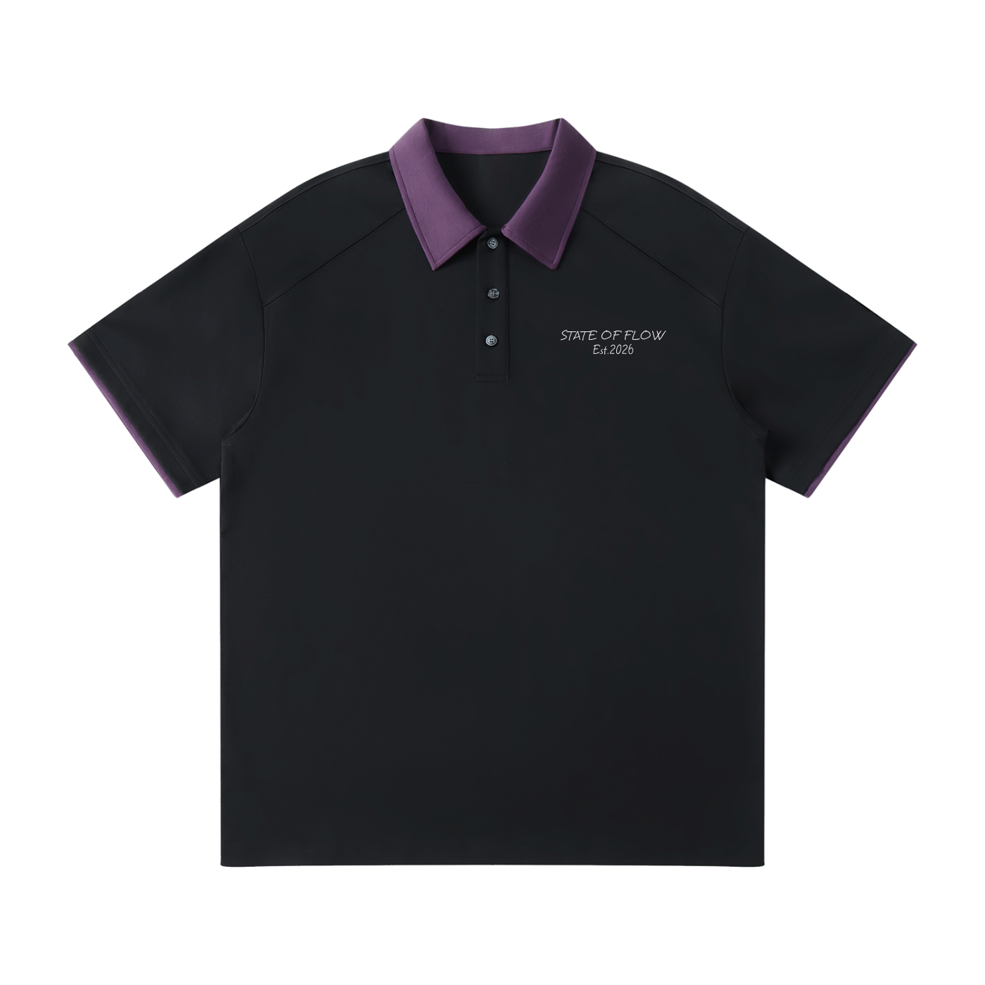 Flow Contrast Collar Raglan Polo Shirt