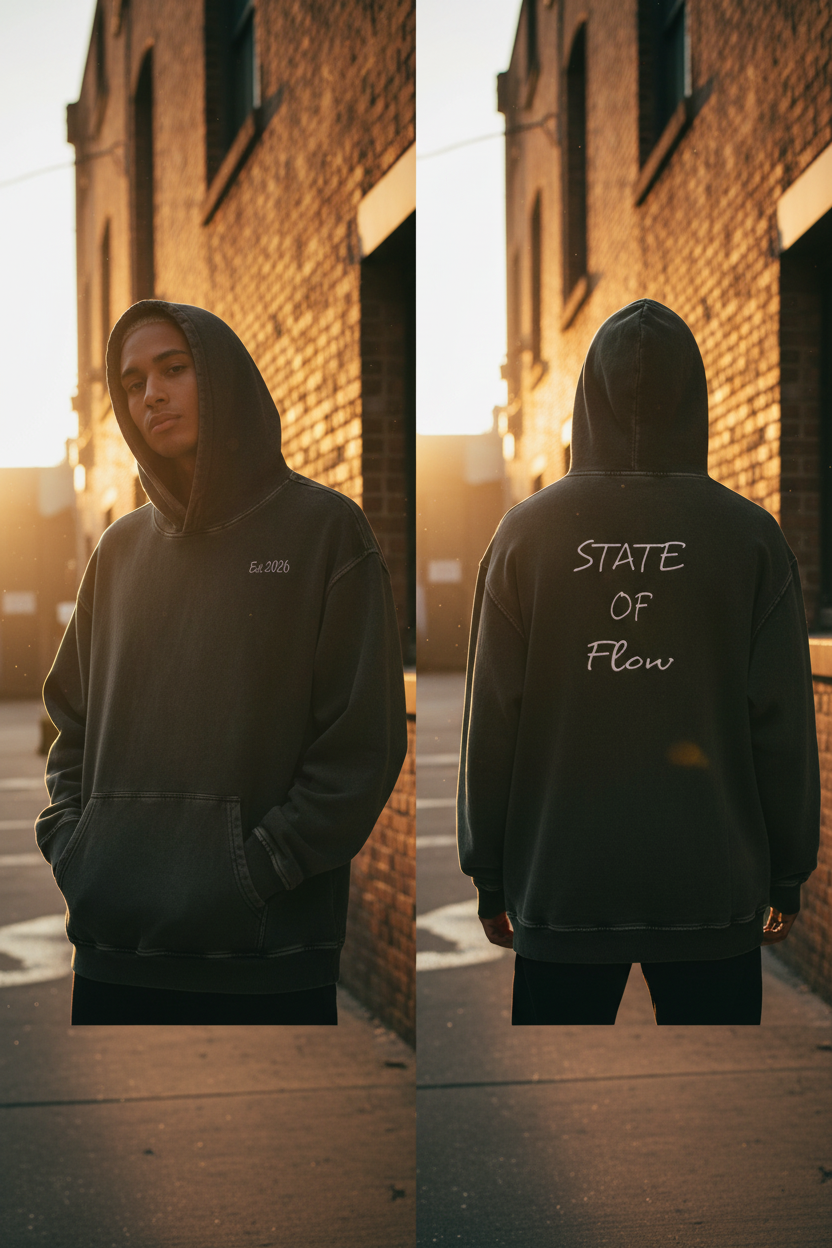 Flow Snow Washed Loose Cotton Hoodie