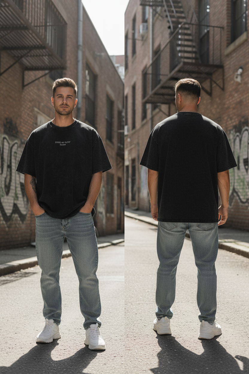 Flow Snow Washed Oversized Cotton T-Shirt